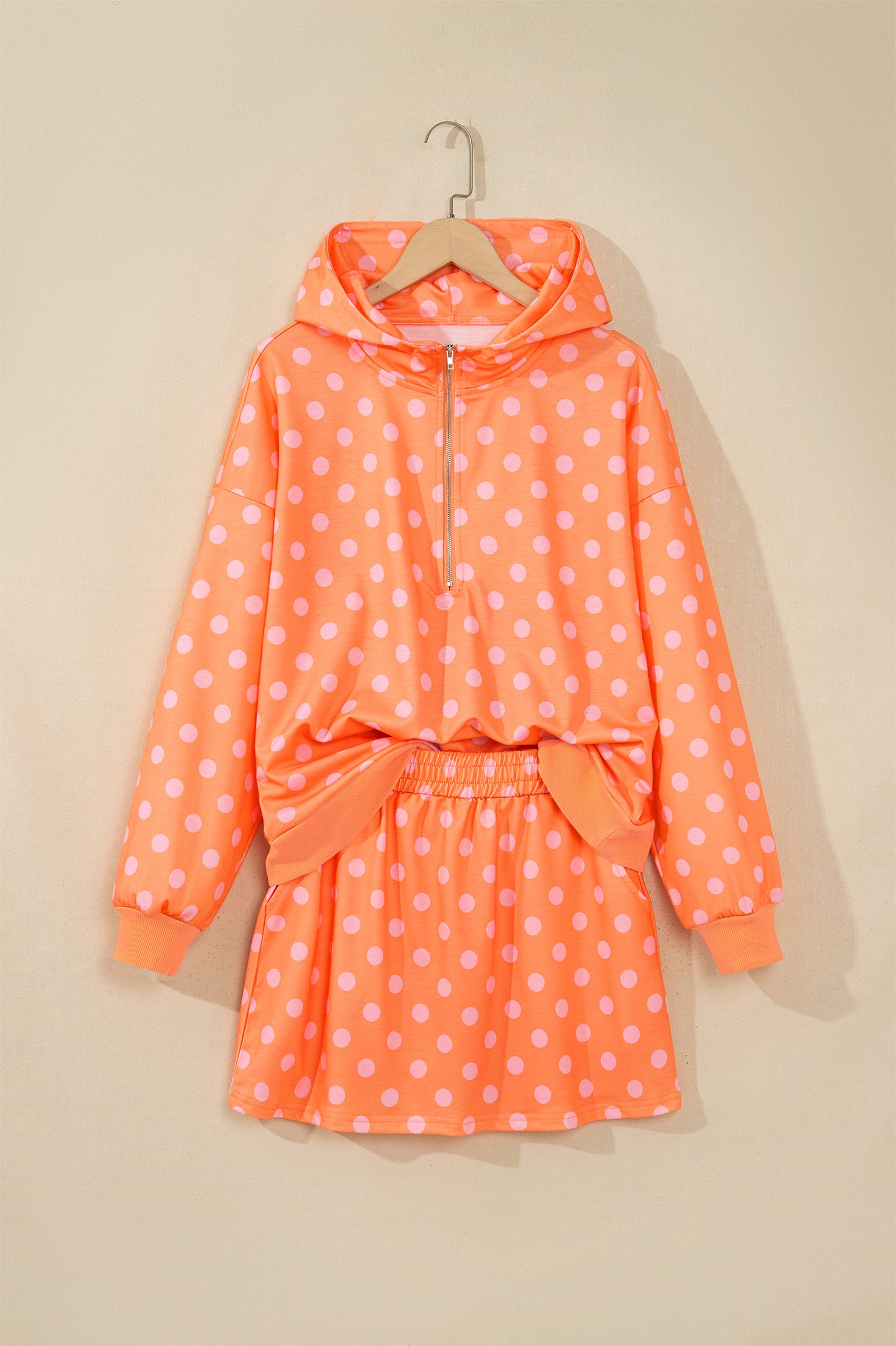 Orange Polka Dot Two-Piece Skort Set