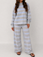 Blue Striped Loose Pants Set