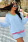 V Neck Sporty Pullover Skort Two-Piece Set
