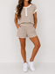 Brown Stripe Shorts Set
