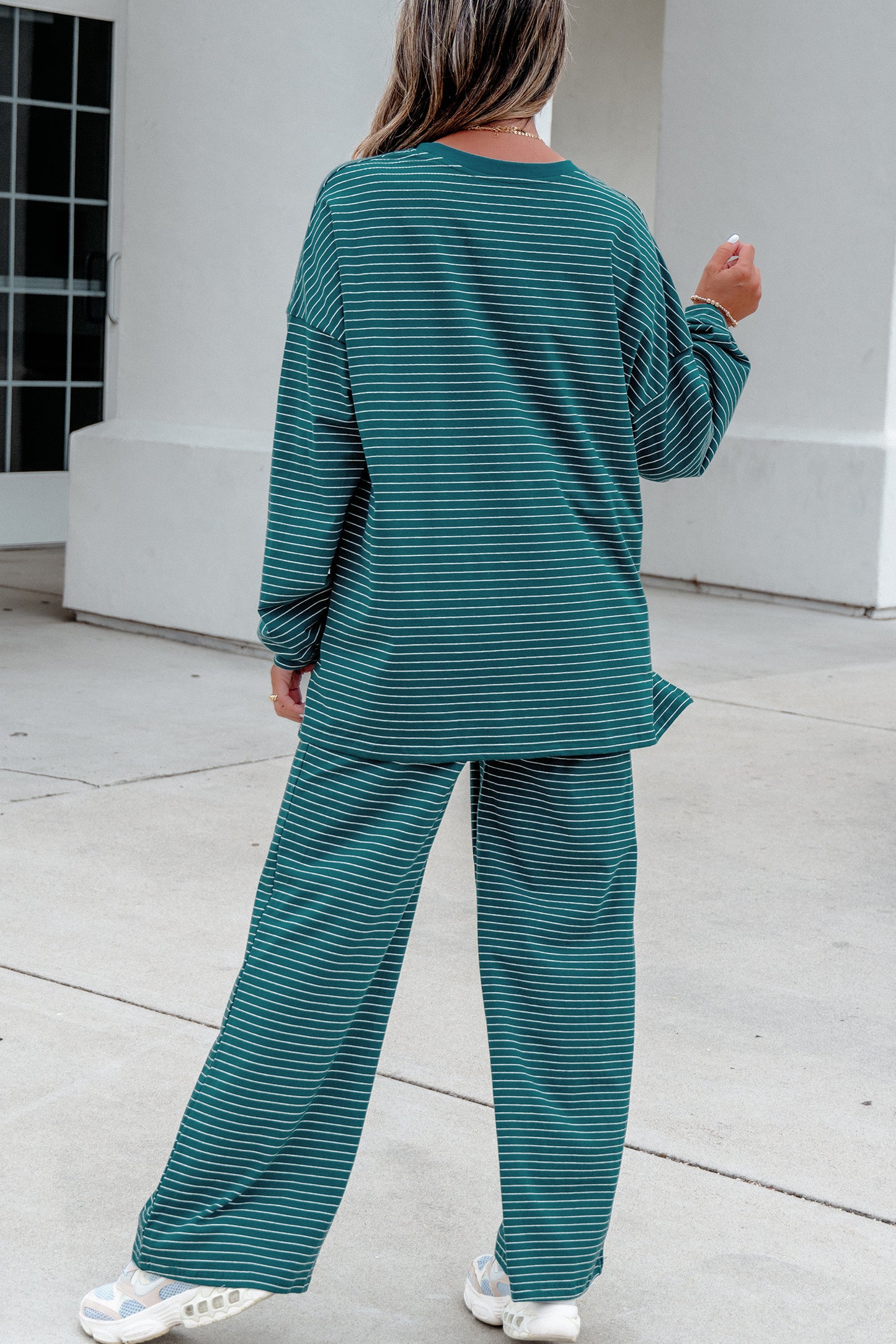 Green Stripe Two-Piece Pant Set