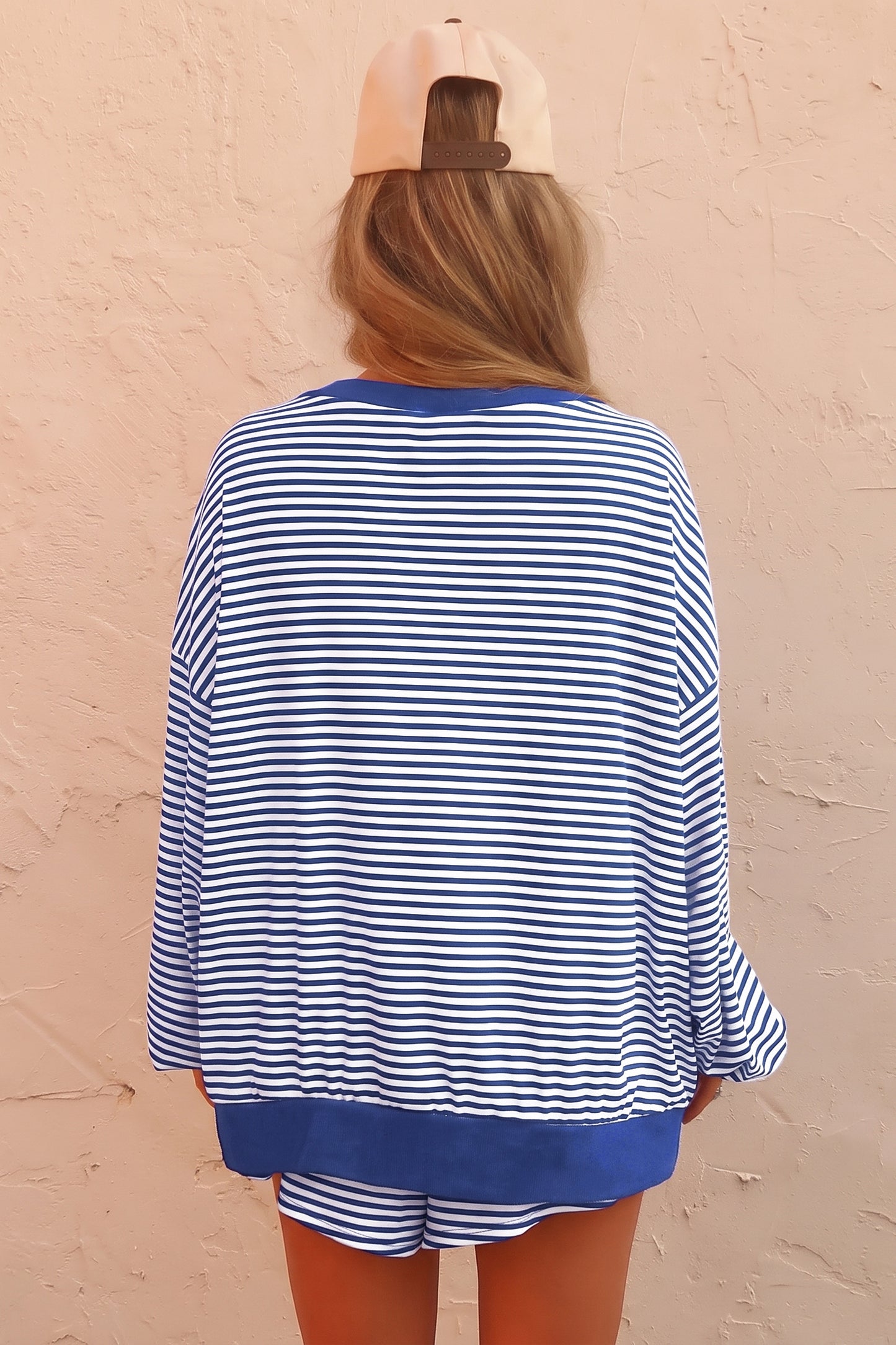 Striped Long Sleeve Two-Piece Short Set